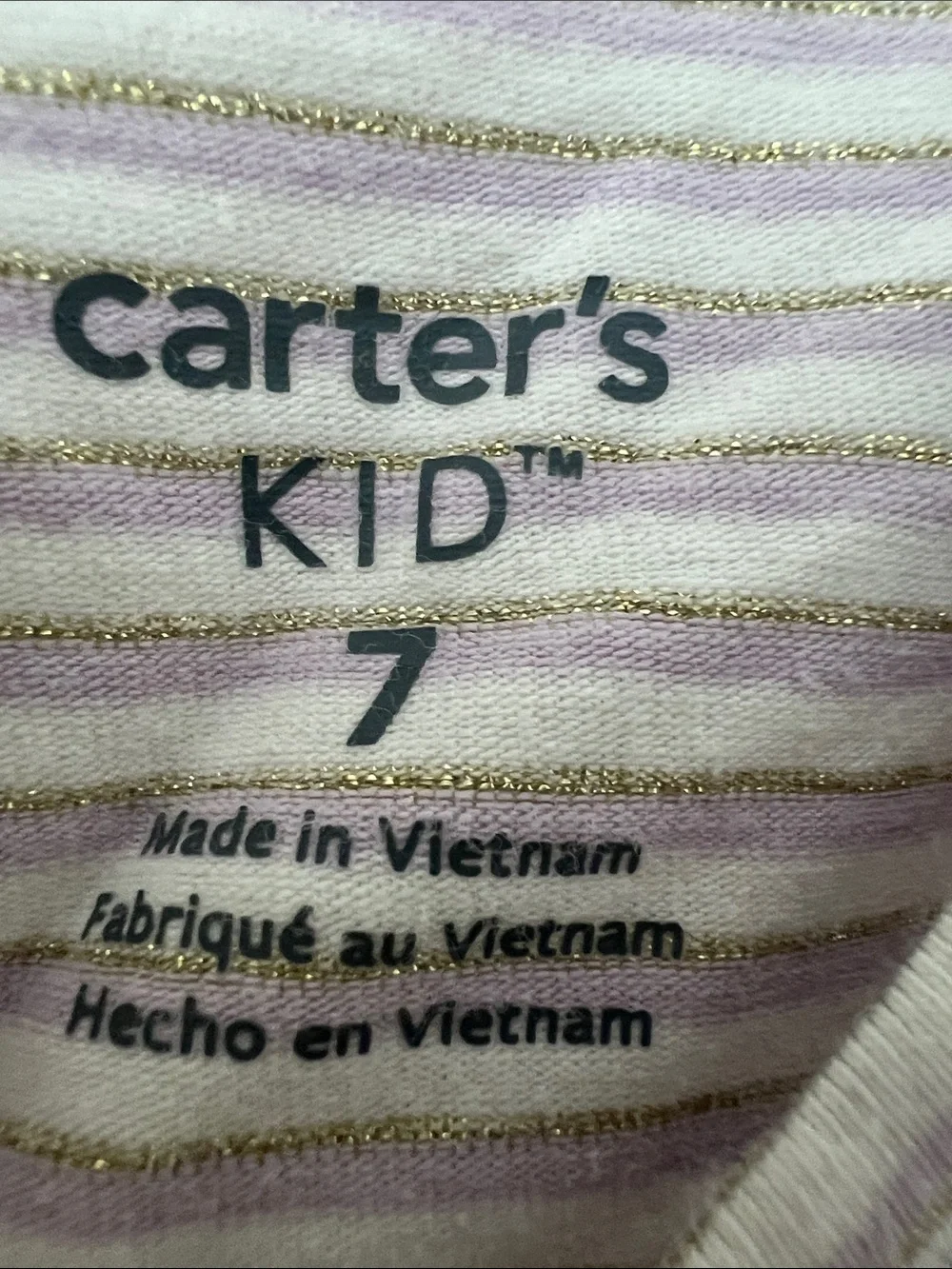 Carter's Lavender and White Striped Long-Sleeve Top with Sequin Heart